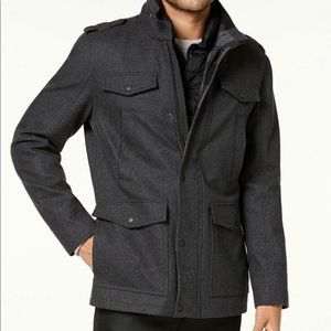 GUESS men’s military-inspired coat jacket